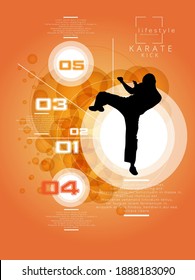Martial arts. High kick, vector illustration