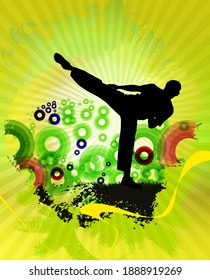 Martial arts. High kick, vector illustration