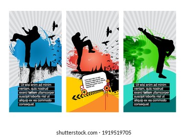 Martial arts. High kick, vector illustration