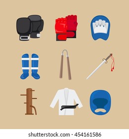 Martial arts icons or combat sports signs vector