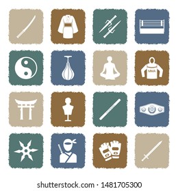 Martial Arts Icons. Grunge Color Flat Design. Vector Illustration.