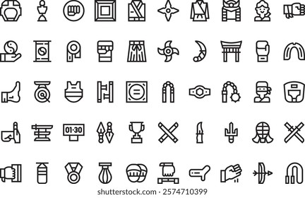 Martial arts icons High-Quality Vector Icons Collection with Editable Stroke. Ideal for Professional and Creative Projects