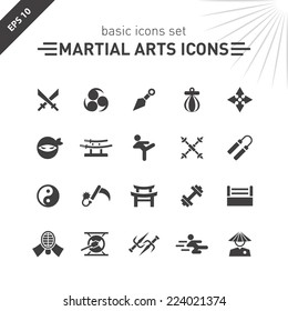 Martial Arts Icons Set.