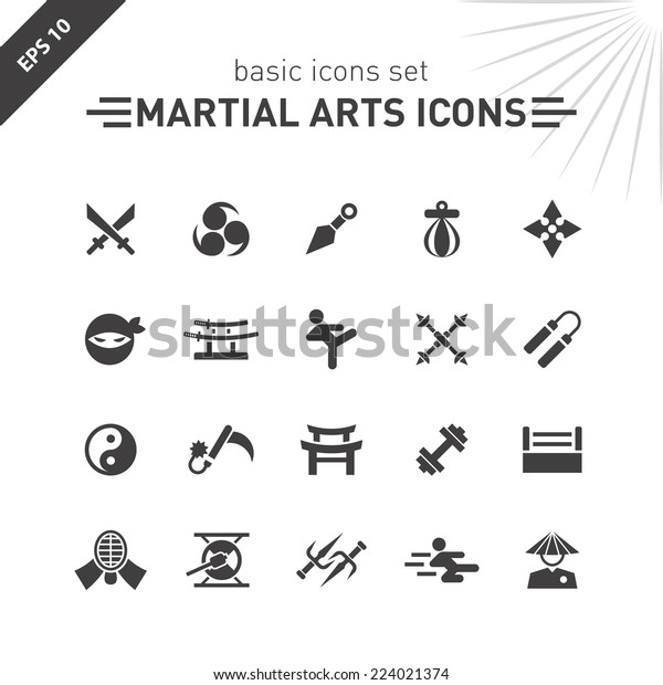 Martial Arts Icons Set Stock Vector (Royalty Free) 224021374