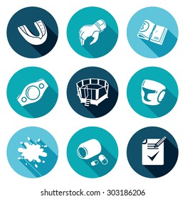 Martial arts Icons Set. Vector Illustration. Isolated Flat Icons collection on a color background for design
