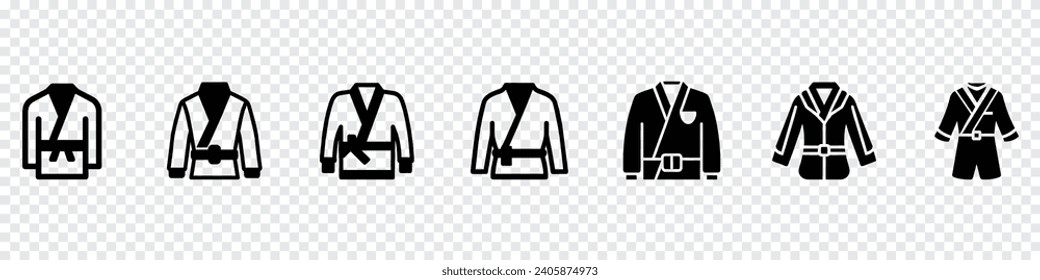 Martial arts jacket uniform icon, Martial Arts Uniform, Karate Belt Icon on White Background, kimono icon, Martial Arts Uniform vector flat emoticon.