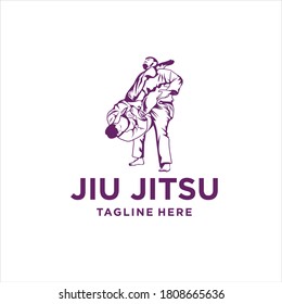 Martial Arts Jiu Jitsu Logo Silhouette Icon Vector	