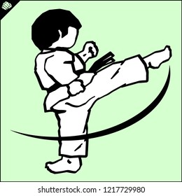 Martial arts. Karate kid, child fighters silhouette Vector. EPS.