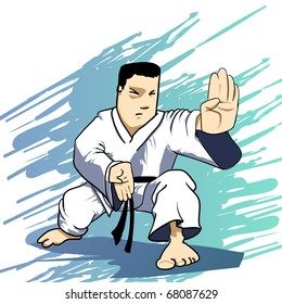 Martial arts - KARATE Power Strike Detailed Vector illustration