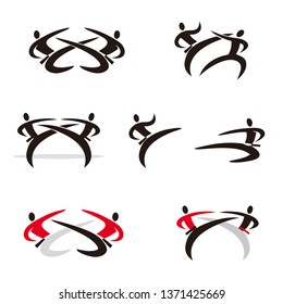 Martial Arts, karate, taekwondo icons.
Set of black and colorful expressively stylized karate icons. Vector available.
