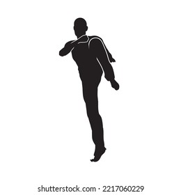 Martial Arts Kung Fu Man Standing Posing Silhouette Vector