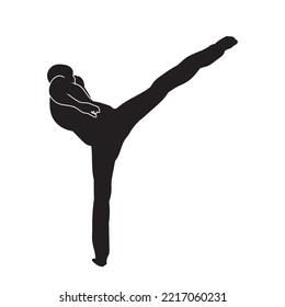 Martial arts kung fu man standing posing silhouette vector