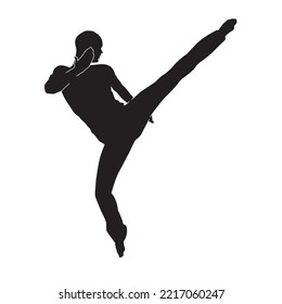 Martial Arts Kung Fu Man Standing Posing Silhouette Vector