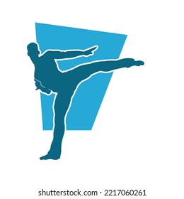 Martial Arts Kung Fu Man Standing Posing Silhouette Vector