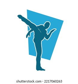 Martial Arts Kung Fu Man Standing Posing Silhouette Vector