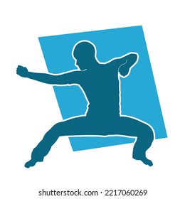 Martial Arts Kung Fu Man Standing Posing Silhouette Vector