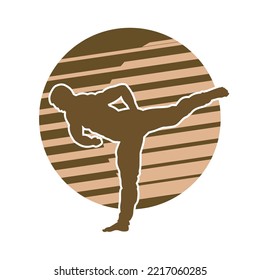 Martial arts kung fu man standing posing silhouette vector