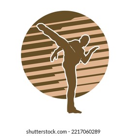 Martial arts kung fu man standing posing silhouette vector