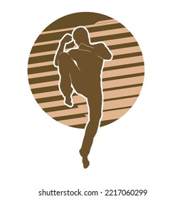 Martial arts kung fu man standing posing silhouette vector