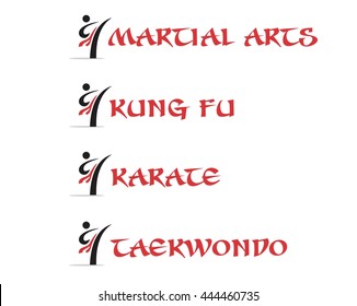 Logo de artes marciales, kung-fu, karate y taekwon-do