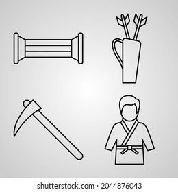 Martial Arts Line Icons Set Isolated On White Outline Symbols Martial Arts
