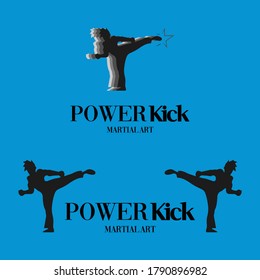 Martial Arts Of Logo Design With Silhouette Concept. Flat Design