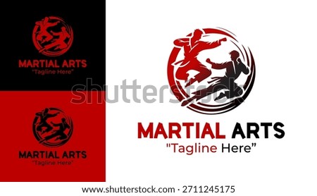 Martial Arts Logo Dynamic Fighter Silhouette Mark