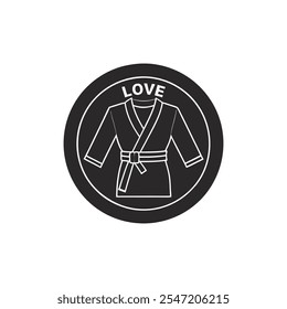 Martial Arts Love Emblem – Black and White Karate Design in Circle Badge Style.