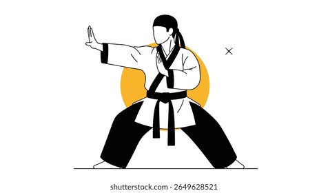 Martial arts master demonstrating powerful defensive block technique during intense training session focused on discipline and strength