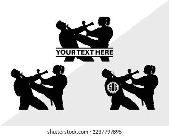 Martial Arts Monogram Vector Illustration Silhouette