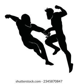 martial arts movement silhouette. vector image