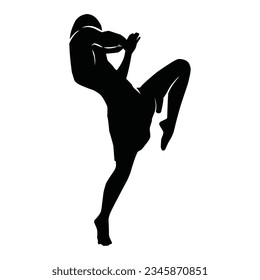 martial arts movement silhouette. vector image