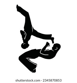 martial arts movement silhouette. vector image