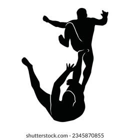 martial arts movement silhouette. vector image