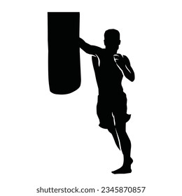 martial arts movement silhouette. vector image