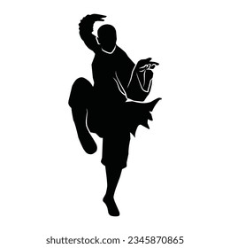 martial arts movement silhouette. vector image