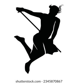 martial arts movement silhouette. vector image