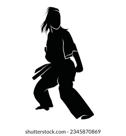 martial arts movement silhouette. vector image