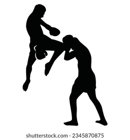 martial arts movement silhouette. vector image