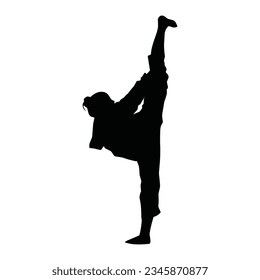 martial arts movement silhouette. vector image