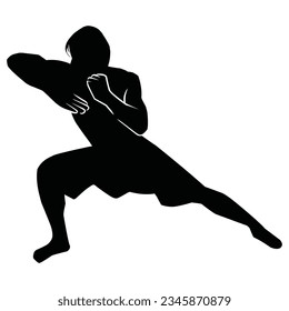 martial arts movement silhouette. vector image