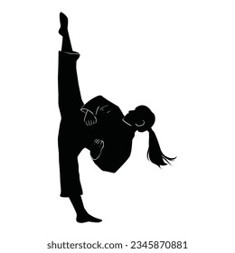 martial arts movement silhouette. vector image