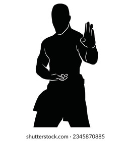 martial arts movement silhouette. vector image