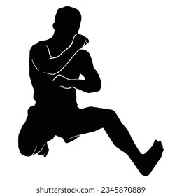 martial arts movement silhouette. vector image