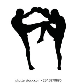 martial arts movement silhouette. vector image