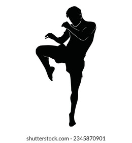 martial arts movement silhouette. vector image