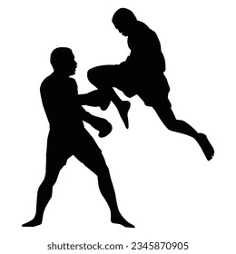 martial arts movement silhouette. vector image