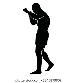 martial arts movement silhouette. vector image