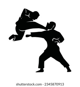 martial arts movement silhouette. vector image