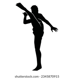 martial arts movement silhouette. vector image